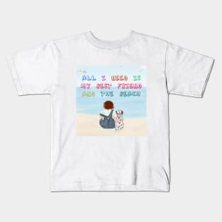 Boy And His Dog At The Beach Kids T-Shirt